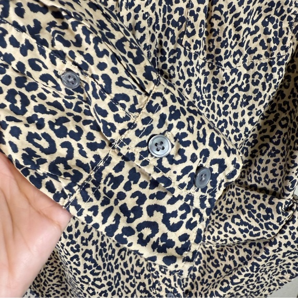 J Crew Leopard Print Button Down Small Classic Animal Print Lightweight Workwear - Picture 8 of 11